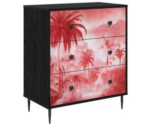 vidaXL Commode Aachen Imprimé Palmier Rose 66 x 36,5 x 76 cm, Commode rectangulaire Moderne, Solution de Rangement stylée pour Chambre et Salon, Organisateur en Bois