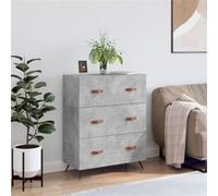 vidaXL Commode, Armoire avec Pieds, Buffet avec 4 Tiroirs, Meuble de Rangement Salle de Séjour Bureau Chambre à Coucher, Gris Béton Bois d'Ingénierie Gris G