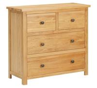 vidaXL Commode Armoire Latérale Buffet Meuble de Rangement Armoire de Rangement avec 4 Tiroirs Maison Intérieur 80x35x75 cm Bois de Chêne Massif