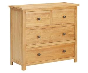vidaXL Commode Armoire Latérale Buffet Meuble de Rangement Armoire de Rangement avec 4 Tiroirs Maison Intérieur 80x35x75 cm Bois de Chêne Massif