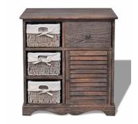 vidaXL Commode avec 3 paniers Marron