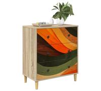 vidaXL Commode Bonn Impression Vagues rétro 66 x 36,5 x 75 cm Sonoma, Commode Moderne, Design rectangulaire pour Le Rangement Chambre & Salon, Bois aggloméré, Essentiels Pratiques pour la Maison