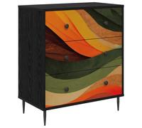 vidaXL Commode Bonn Impression Vagues rétro 66 x 36,5 x 76 cm, Commode rectangulaire Moderne, Solution de Rangement stylée pour Chambre et Salon, Organisateur en Bois