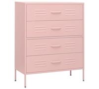 vidaXL Commode Buffet Armoire à Tiroirs Meuble de Rangement Armoire de Rangement Salon Salle de Séjour Intérieur Rose 80x35x101,5 cm Acier