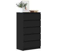 vidaXL Commode, Buffet avec 5 Tiroirs, Armoire de Rangement, Meuble de Salle de Séjour Chambre à Coucher, Moderne, Noir Bois 823017