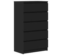 vidaXL Commode, Buffet avec 5 Tiroirs, Armoire de Rangement, Meuble de Salle de Séjour Chambre à Coucher, Moderne, Noir Bois d'Ingénierie