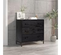 vidaXL Commode, Buffet avec Tiroirs, Armoire de Rangement, Meuble de Salon Salle de Séjour Intérieur, Industriel, Noir Bois de Pin Massif 349926 Noir G