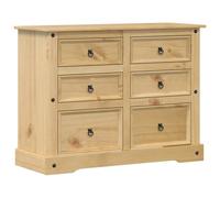 vidaXL Commode Corona 112x48x91 cm Bois Massif de pin, Commode à tiroirs, classeur, Armoire à tiroirs, Armoire de Rangement, Buffet