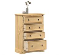 vidaXL Commode Corona 80x43x114 cm Bois Massif de pin, Commode à tiroirs, classeur, Armoire à tiroirs, Armoire de Rangement, Buffet