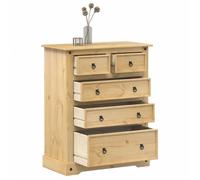 vidaXL Commode Corona 92x48x114 cm bois massif de pin, commode à tiroirs, classeur, armoire à tiroirs, armoire de rangement,