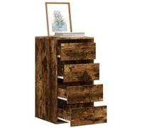 vidaXL Commode d'angle chêne fumé 40x41x76 cm Bois d'ingénierie, Commode à tiroirs, classeur, Armoire à tiroirs, Armoire de Rangement, Buffet