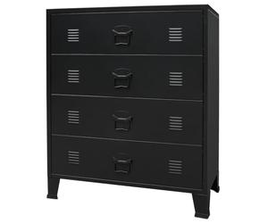 vidaXL Commode de Style Industriel, matériau métallique Durable et Facile à Nettoyer, 4 Grands tiroirs, Noir
