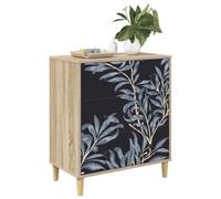vidaXL Commode DOKKUM Imprimé fougère Bleue 66 x 36,5 x 75 cm Sonoma, Commode Moderne, Design rectangulaire pour Le Rangement Chambre & Salon, Bois aggloméré, Essentiels Pratiques pour la Maison