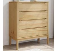 vidaXL Commode FLORO – Bois de pin massif, finition cire marron, à tiroirs – 374008