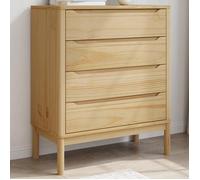 vidaXL Commode FLORO – Bois de pin massif, finition cire marron, à tiroirs – 374008