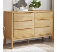 vidaXL Commode FLORO cire marron bois de pin massif, commode, armoire de rangement, buffet, commode à tiroirs, classeur, 374011