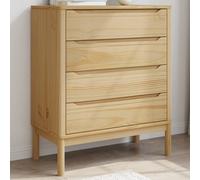 vidaXL Commode FLORO cire marron bois de pin massif, commode, armoire de rangement, buffet, commode à tiroirs, classeur, 374008