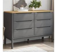 vidaXL Commode Floro Gris Bois de pin Massif, Commode, Armoire de Rangement, Buffet, Commode à tiroirs, classeur, Armoire à tiroirs