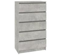 vidaXL Commode 823020 – 5 tiroirs, armoire de rangement, moderne, gris