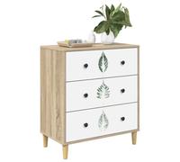 vidaXL Commode HANAU Imprimé Feuilles Vertes 66 x 36,5 x 75 cm Sonoma, Commode Moderne, Design rectangulaire pour Le Rangement Chambre & Salon, Bois aggloméré, Essentiels Pratiques pour la Maison