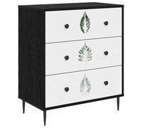 vidaXL Commode HANAU Imprimé Feuilles Vertes 66 x 36,5 x 76 cm, Commode rectangulaire Moderne, Solution de Rangement stylée pour Chambre et Salon, Organisateur en Bois
