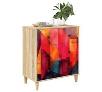 vidaXL Commode HEESCH Impression en Blocs de Couleur 66 x 36,5 x 75 cm, Commode Moderne, Design rectangulaire pour Le Rangement Chambre & Salon, Bois aggloméré, Essentiels Pratiques pour la Maison