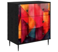 vidaXL Commode HEESCH Impression en Blocs de Couleur 66 x 36,5 x 76 cm, Commode rectangulaire Moderne, Solution de Rangement stylée pour Chambre et Salon, Organisateur en Bois