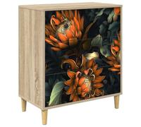 vidaXL Commode LOCHEM Impression Orange 66 x 36,5 x 75 cm Sonoma, Commode Moderne, Design rectangulaire pour Le Rangement Chambre & Salon, Bois aggloméré, Essentiels Pratiques pour la Maison