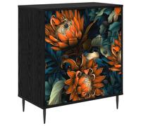 vidaXL Commode LOCHEM Impression Orange 66 x 36,5 x 76 cm Chêne Noir, Commode rectangulaire Moderne, Solution de Rangement stylée pour Chambre et Salon, Organisateur en Bois