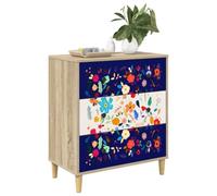 vidaXL Commode Mainz Imprimé Floral 66 x 36,5 x 75 cm Sonoma, Commode Moderne, Design rectangulaire pour Le Rangement Chambre & Salon, Bois aggloméré, Essentiels Pratiques pour la Maison