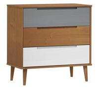 Commode MOLDE Marron 80x40x80 cm Bois de pin solide, commode, armoire, armoire latérale, armoire de rangement, armoire à dossiers