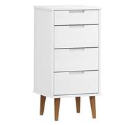 vidaXL Commode, Buffet avec 4 Tiroirs, Armoire de Rangement, Meuble de Salon Salle de Séjour Intérieur, Scandinave, Blanc Bois de Pin Massif
