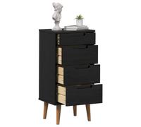 vidaXL Commode MOLDE Noir 40 x 35 x 82 cm Bois de pin Massif, Chambre, Salon, Solutions de Rangement en pin, Commode, Organisateur Vertical, Style Rustique, Design Moderne