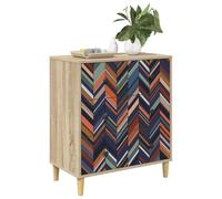 vidaXL Commode OMMEN Imprimé géométrique 66 x 36,5 x 75 cm Sonoma, Commode Moderne, Design rectangulaire pour Le Rangement Chambre & Salon, Bois aggloméré, Essentiels Pratiques pour la Maison