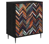 vidaXL Commode OMMEN Imprimé géométrique 66 x 36,5 x 76 cm Chêne Noir, Commode rectangulaire Moderne, Solution de Rangement stylée pour Chambre et Salon, Organisateur en Bois