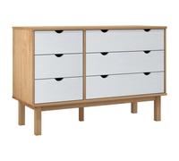 vidaXL Commode OTTA Marron et blanc 111x42x73,5 cm Bois de pin massif