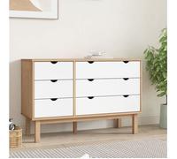 vidaXL Commode OTTA Marron et blanc 111×42×73,5 cm Bois de pin massif