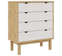 vidaXL Commode OTTA Marron et Blanc 76,5x39,5x90 cm Bois de pin Massif