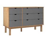 Vidaxl Commode Otta Marron Et Gris 111x42x73,5 Cm Bois De Pin Massif Multicolore