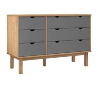 Vidaxl Commode Otta Marron Et Gris 111x42x73,5 Cm Bois De Pin Massif Multicolore
