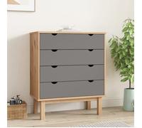 vidaXL Commode OTTA Marron et gris Bois de pin massif 76,5x39,5x90 cm