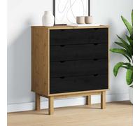 vidaXL Commode OTTA Noir 76,5 x 39,5 x 90 cm Bois de pin massif