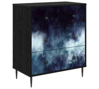 vidaXL Commode RAALTE Impression marbre Bleu 66 x 36,5 x 76 cm, Commode rectangulaire Moderne, Solution de Rangement stylée pour Chambre et Salon, Organisateur en Bois
