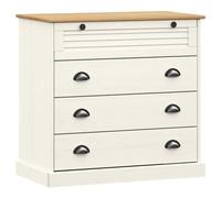 vidaXL Commode Vigo Blanc 80x40x76 cm Bois Massif de pin, Commode à tiroirs, Armoire à dossiers, Armoire avec tiroirs, Armoire de Rangement