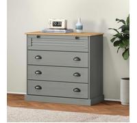 vidaXL Commode VIGO gris 80x40x76 cm bois massif de pin, commode à tiroirs, armoire à dossiers, armoire avec tiroirs, 353162