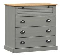 vidaXL Commode Vigo Gris 80x40x76 cm Bois Massif de pin, Commode à tiroirs, Armoire à dossiers, Armoire avec tiroirs, Armoire de Rangement