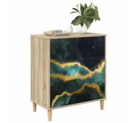 vidaXL Commode WIJHE Imprimé marbre Teal 66 x 36,5 x 75 cm Sonoma, Commode Moderne, Design rectangulaire pour Le Rangement Chambre & Salon, Bois aggloméré, Essentiels Pratiques pour la Maison