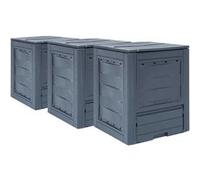 vidaXL Compostbakken 3 st 780 L 60x60x73 cm grijs278920 Gris G