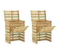 vidaXL Composteur de jardin à lattes 2 pcs 80x50x100 cm Pin imprégné Multicolore G