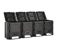 vidaXL Composteur de Jardin, Bac à Compost, Poubelle à Ordures Déchets, Bac de Compostage Cuisine Terrasse Extérieur Intérieur, Noir 1600 L